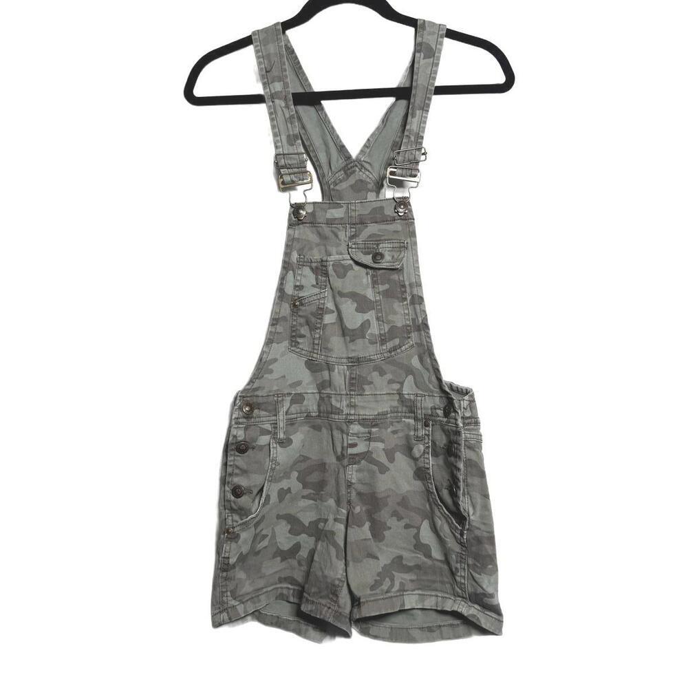 Y2K L.E.I Green Camo Overall Shorts